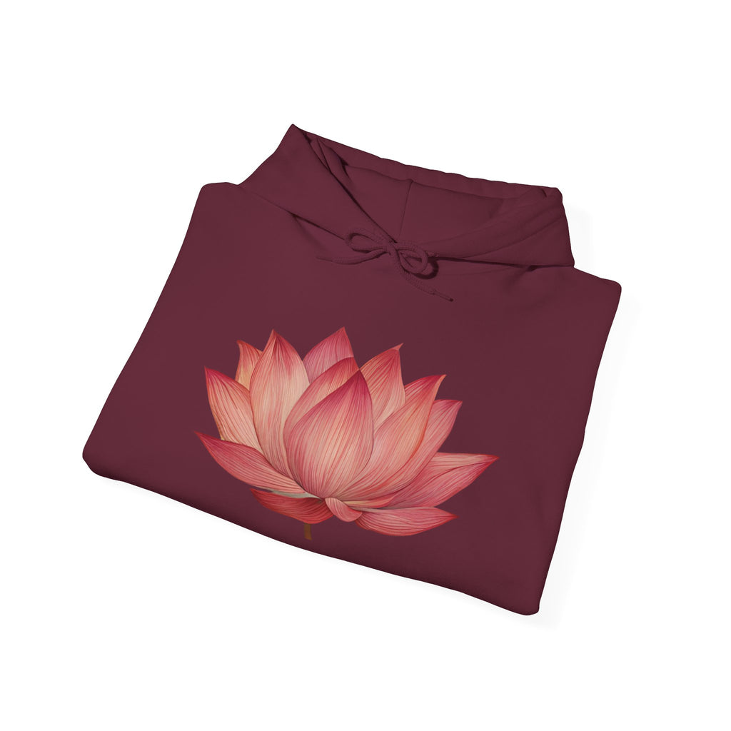 Pink Lotus Flower Cotton Hoodie | Floral Meditation Yoga Sweatshirt
