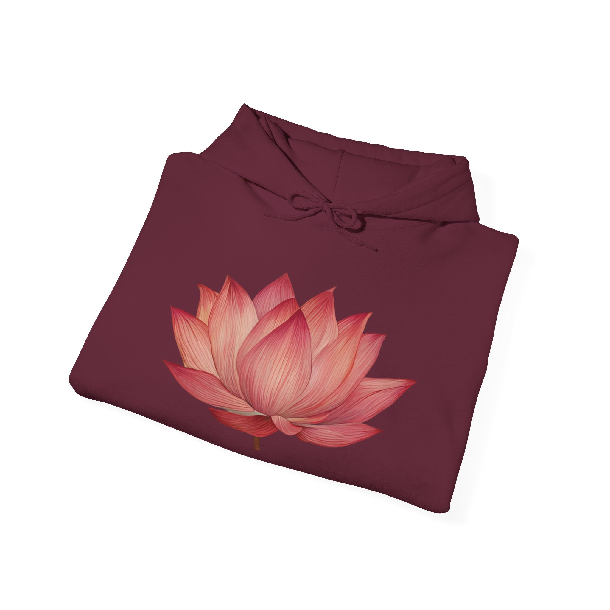 Pink Lotus Flower Cotton Hoodie | Floral Meditation Yoga Sweatshirt