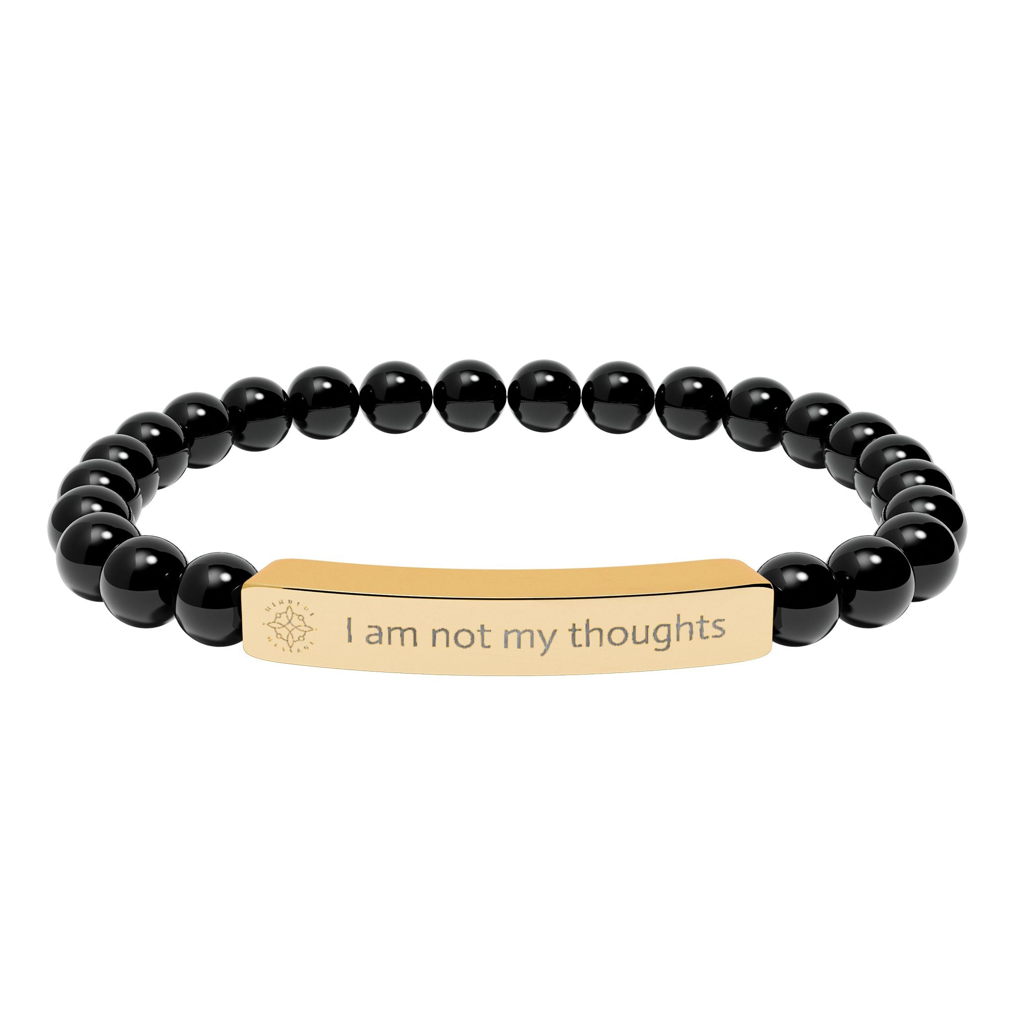 Engraved 'I am not my thoughts' Natural Stone Beaded Bracelet - Mindfulness Jewelry