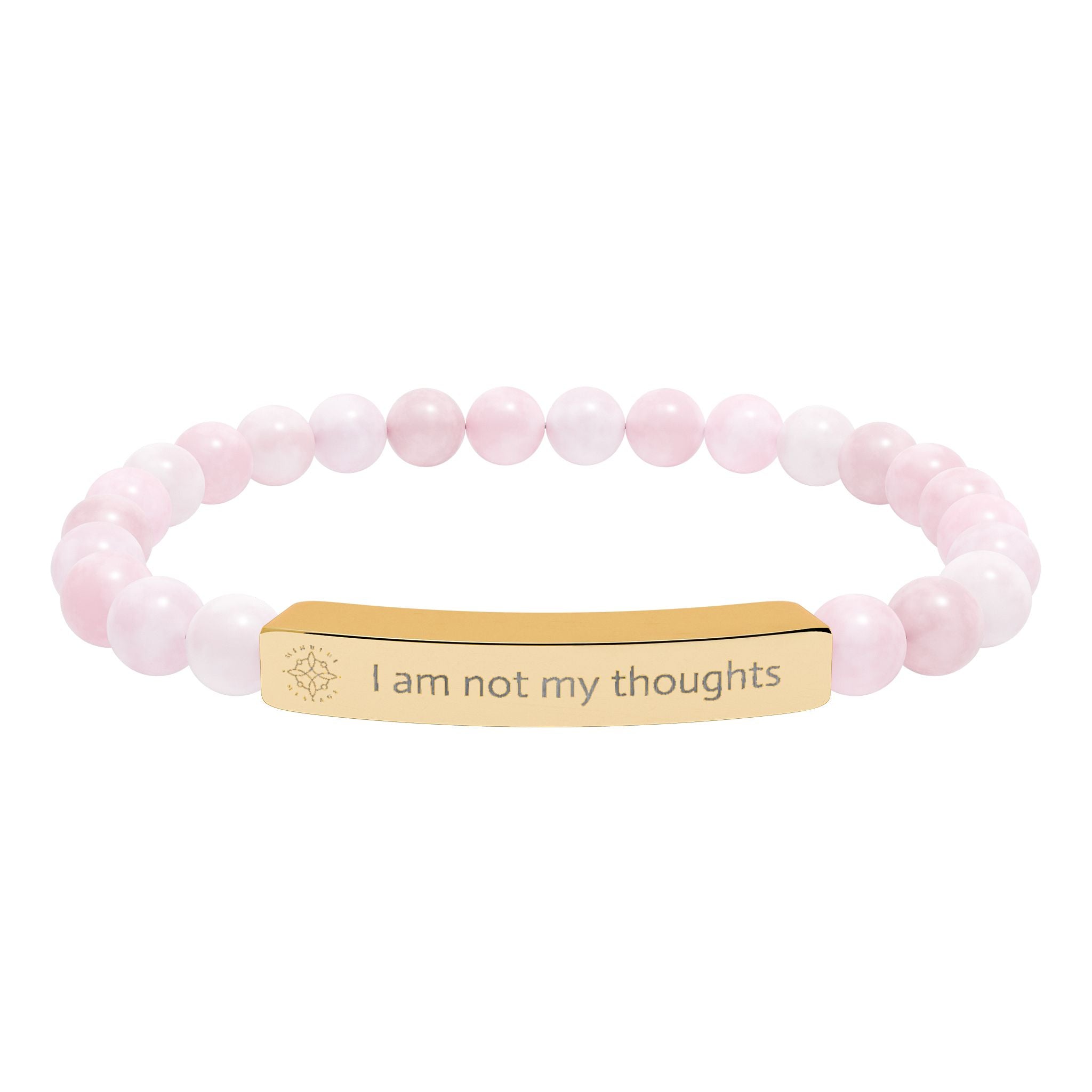 Engraved 'I am not my thoughts' Natural Stone Beaded Bracelet - Mindfulness Jewelry