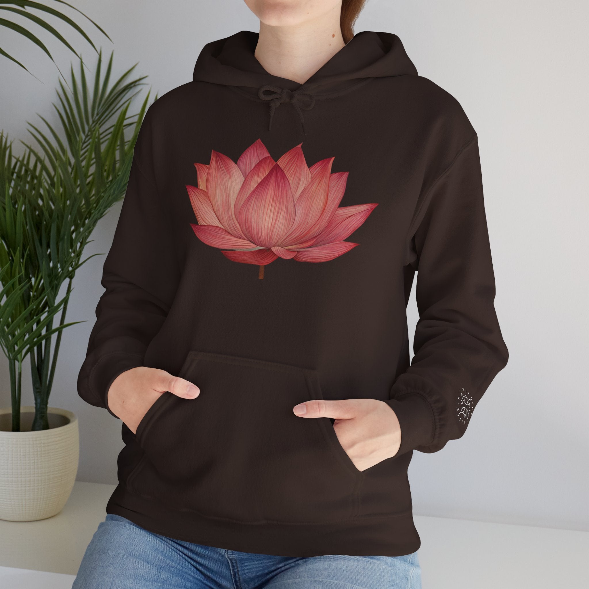 Pink Lotus Flower Cotton Hoodie | Floral Meditation Yoga Sweatshirt