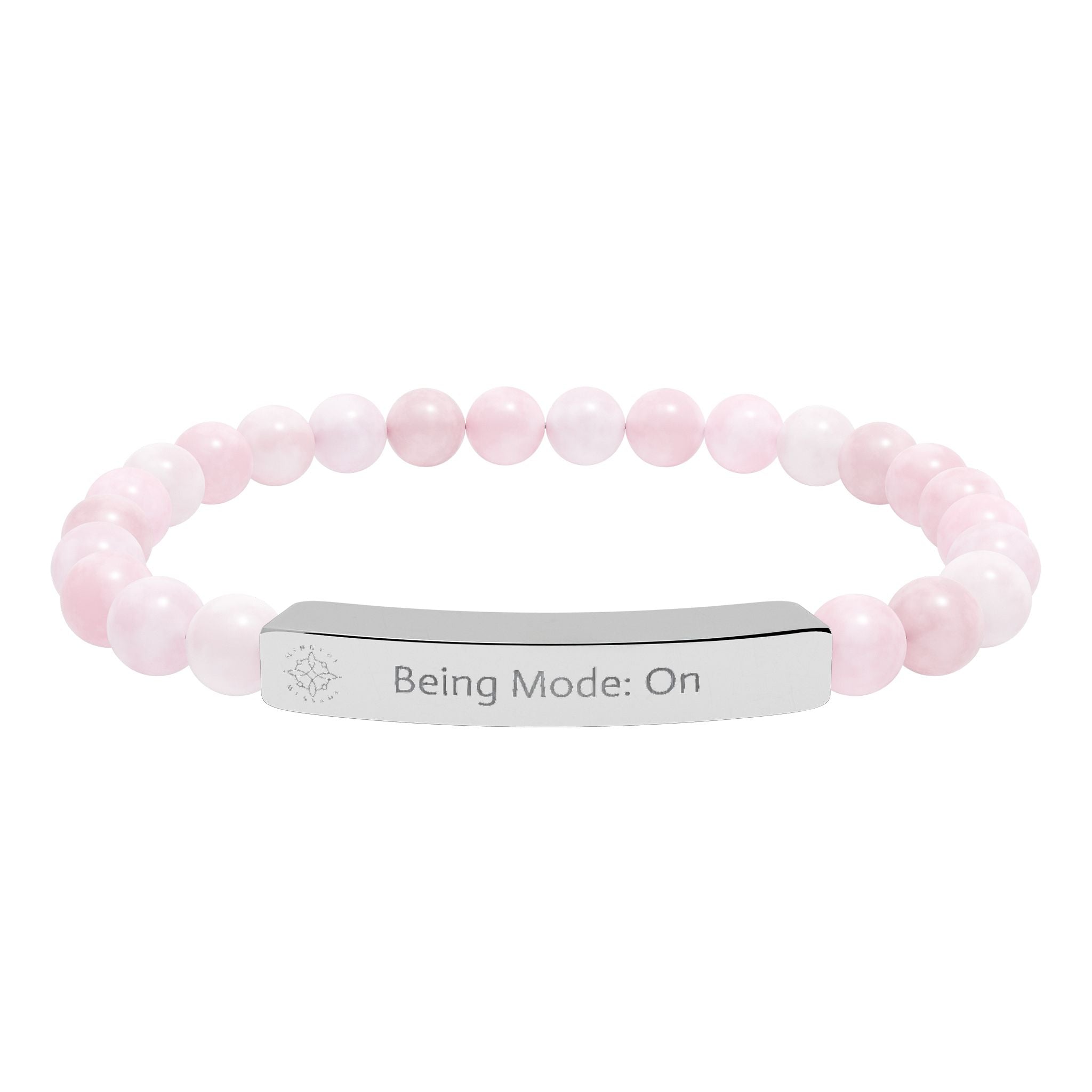 Engraved Natural Stone Bead Bracelet — Mindful Reminder "Being Mode: On" Stretch Bracelet