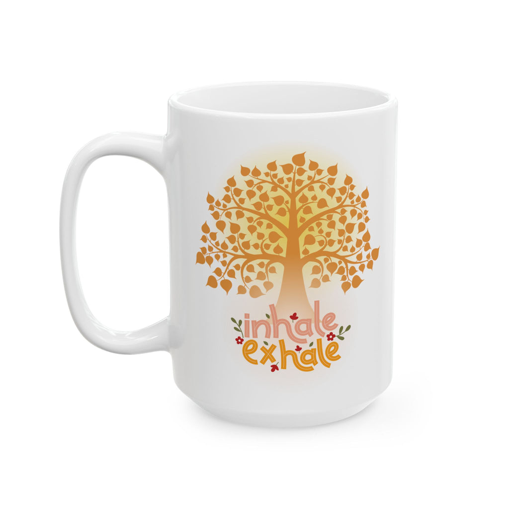 Inhale - Exhale Tea Cup, Coffee Mug, 15 oz  or 11 oz | Mindful Gift, Yoga Lover, Self Care Mug