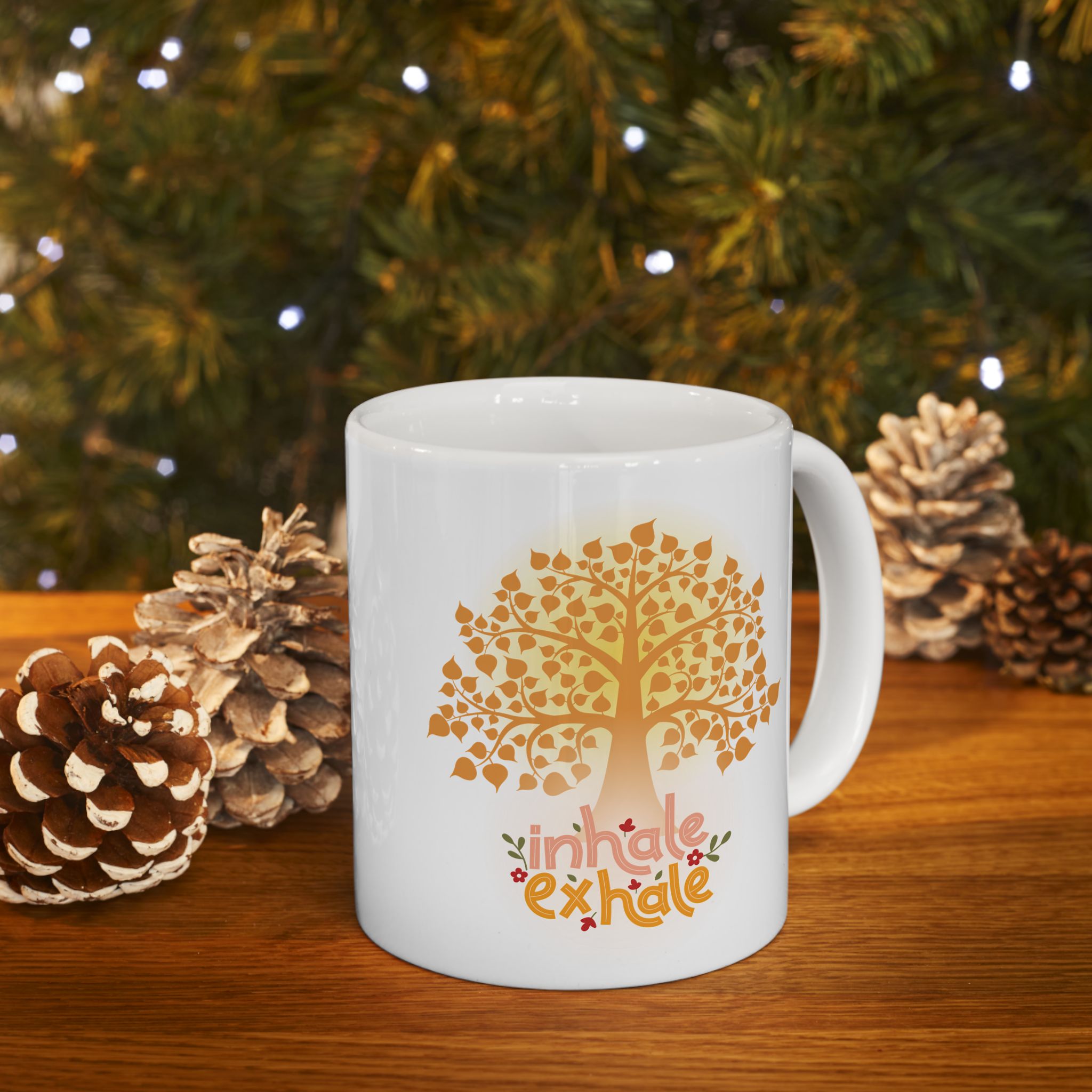 Inhale - Exhale Tea Cup, Coffee Mug, 15 oz  or 11 oz | Mindful Gift, Yoga Lover, Self Care Mug