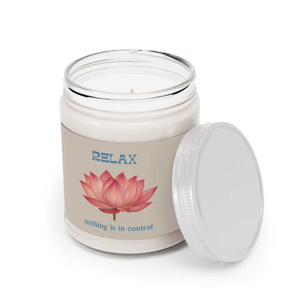 Lotus Flower Soy Candle "Relax, nothing is in control" | 9oz jar · Beige