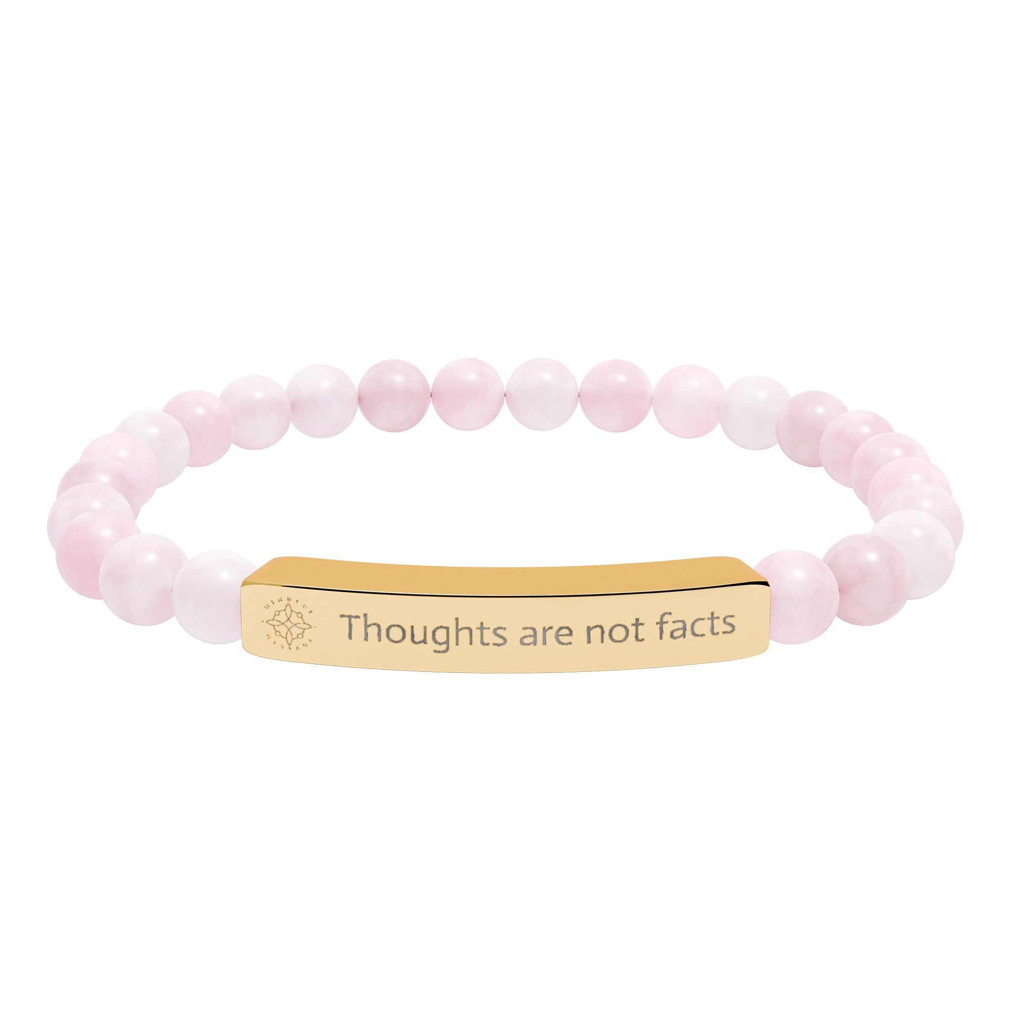 Engraved 'Thoughts are not Facts' Natural Stone Beaded Bracelet - Mindfulness Jewelry