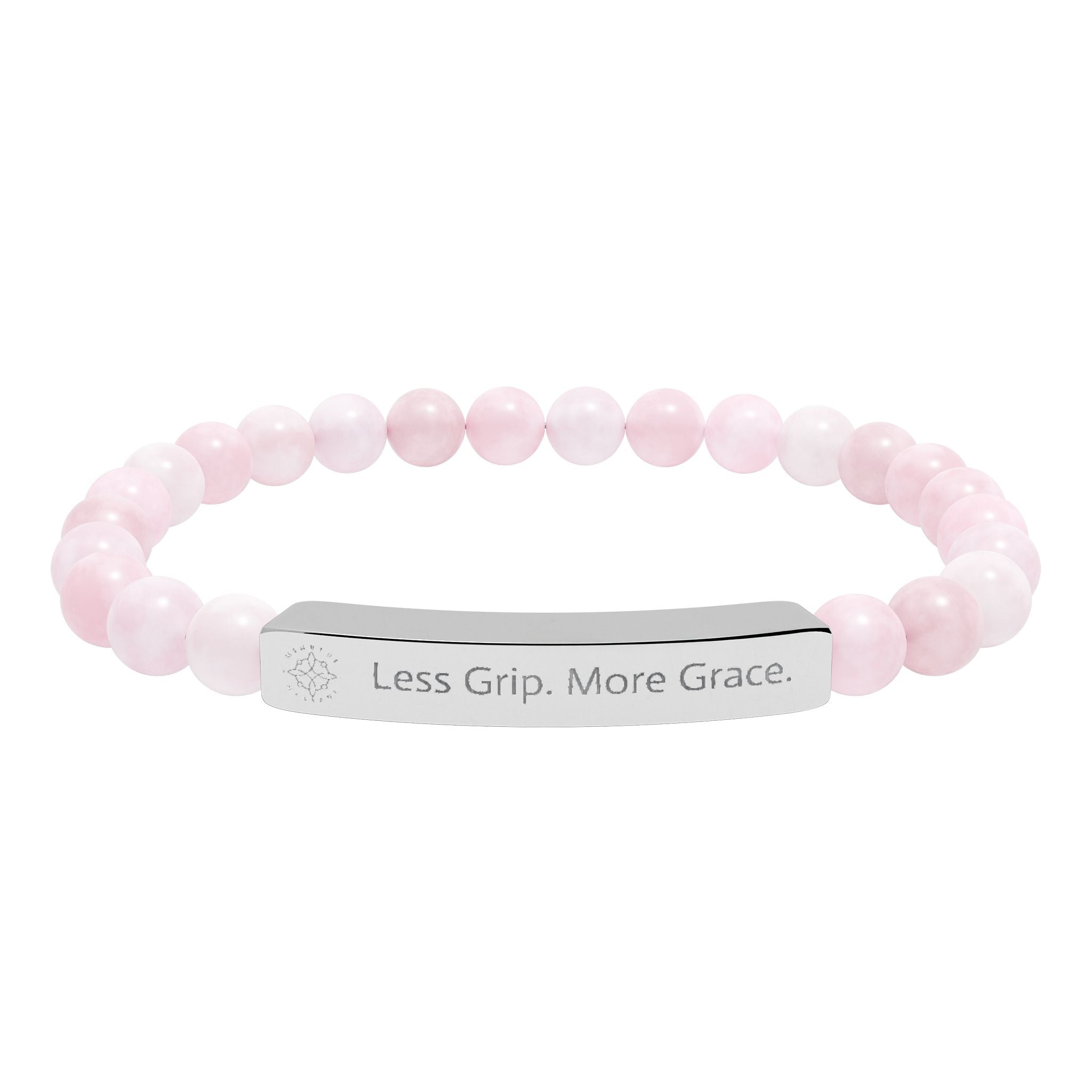 Engraved 'Less Grip. More Grace.' Natural Stone Beaded Bracelet - Mindfulness Jewelry