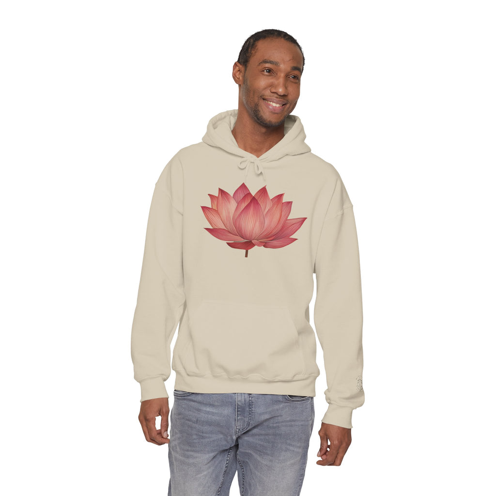 Pink Lotus Flower Cotton Hoodie | Floral Meditation Yoga Sweatshirt