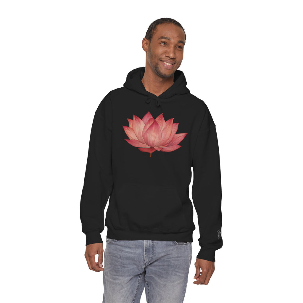 Pink Lotus Flower Cotton Hoodie | Floral Meditation Yoga Sweatshirt