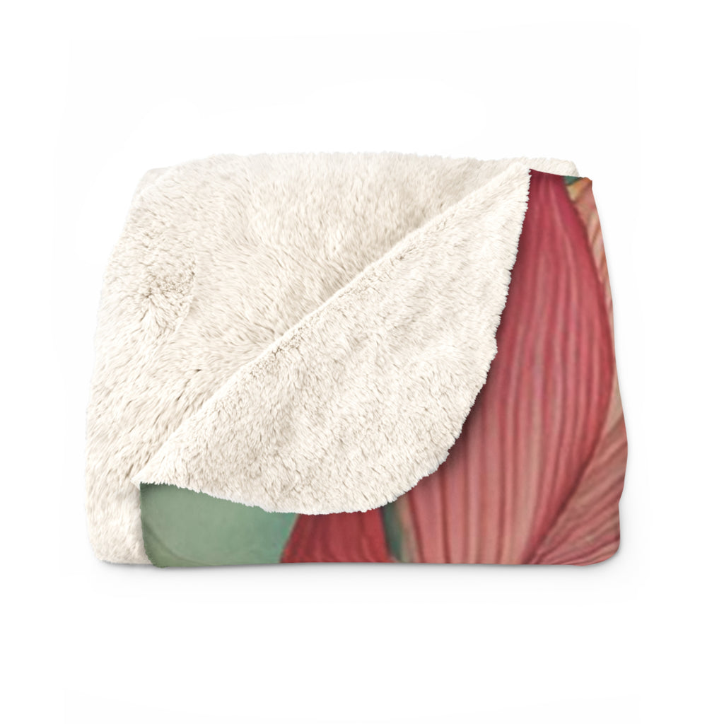 Lotus Flower Sherpa Fleece Blanket, Cozy Gift for Home, Floral Design Throw, Warm Blanket for Couch, Lightweight Blanket Design