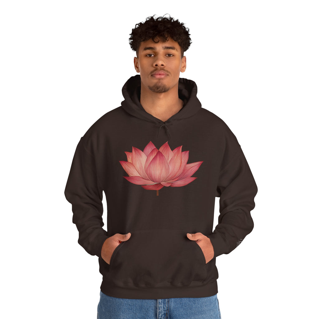 Pink Lotus Flower Cotton Hoodie | Floral Meditation Yoga Sweatshirt