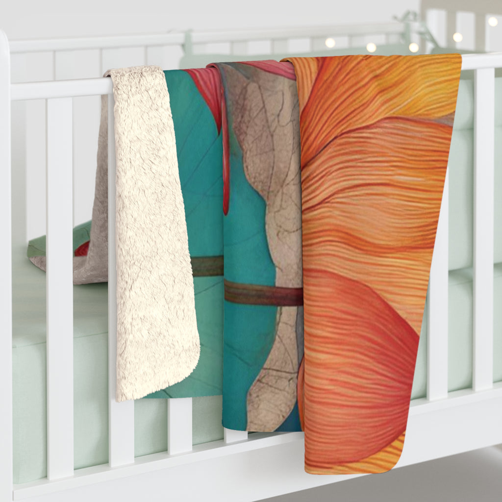 Floral Sherpa Fleece Blanket, Cozy Gift for Home, Flower Design Throw, Warm Blanket for Couch, Lightweight Blanket Design