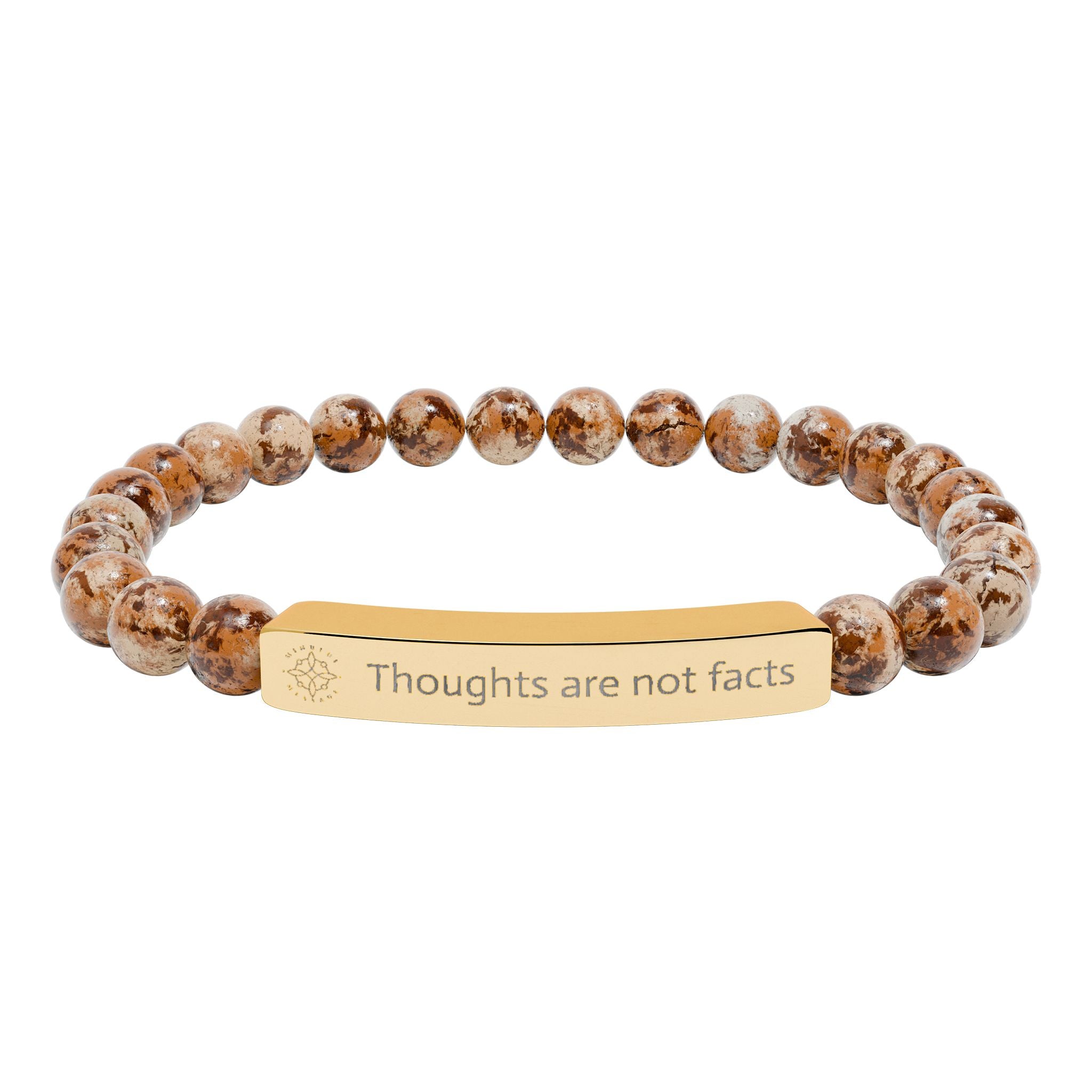 Engraved 'Thoughts are not Facts' Natural Stone Beaded Bracelet - Mindfulness Jewelry