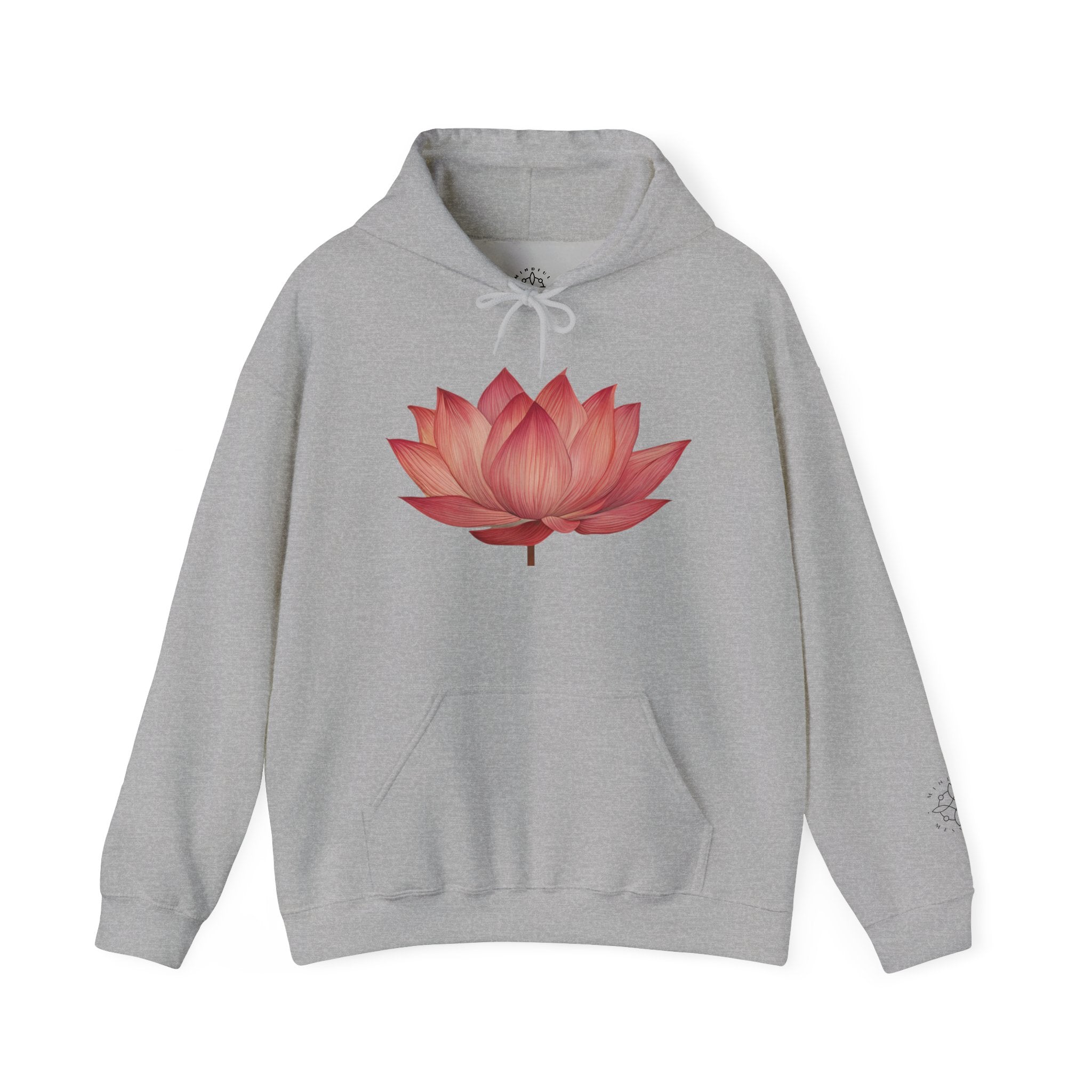 Pink Lotus Flower Cotton Hoodie | Floral Meditation Yoga Sweatshirt