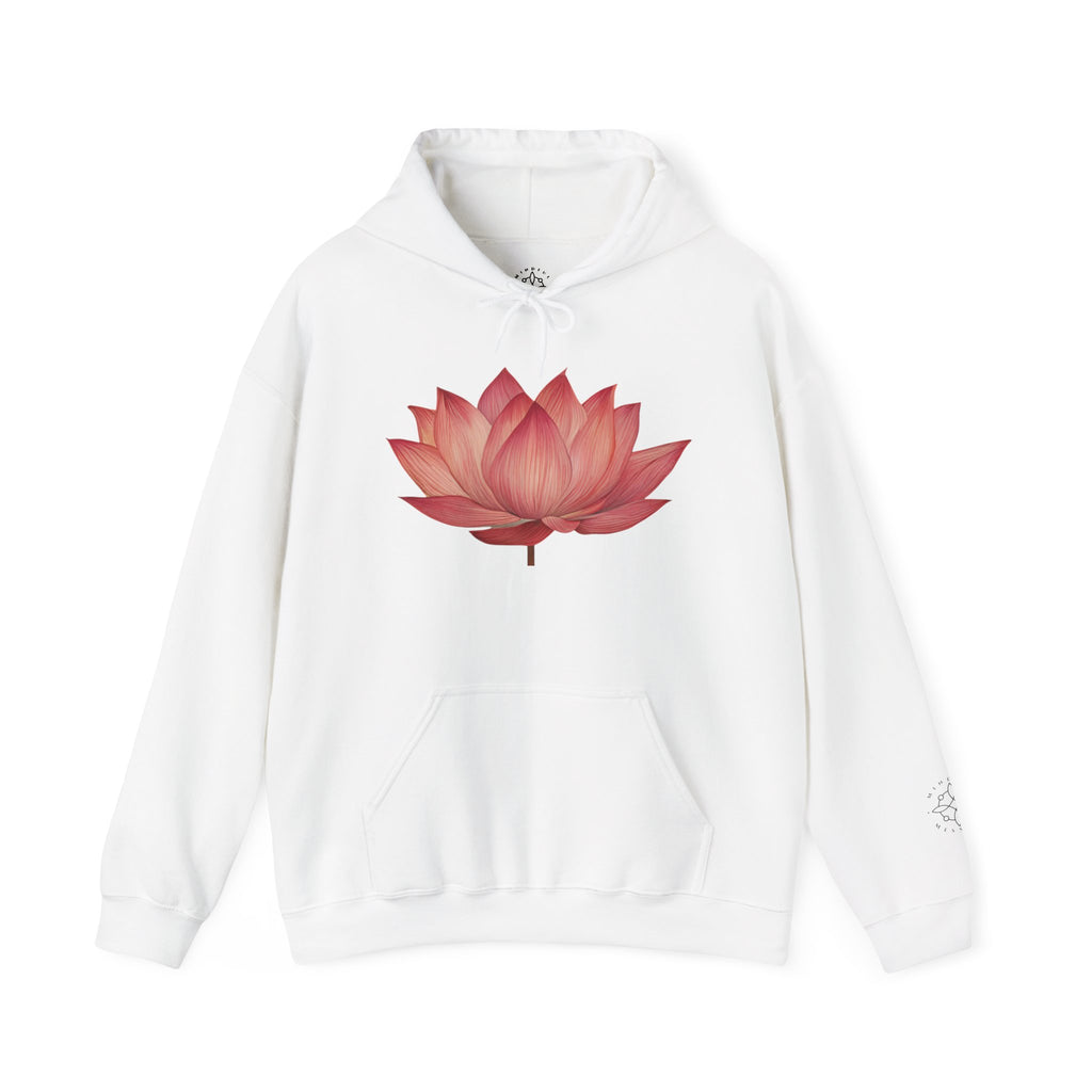 Pink Lotus Flower Cotton Hoodie | Floral Meditation Yoga Sweatshirt