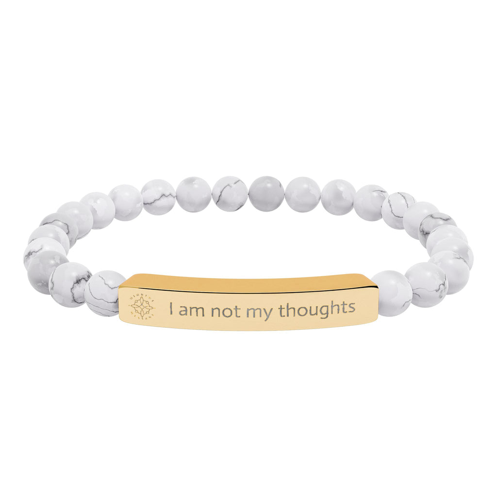 Engraved 'I am not my thoughts' Natural Stone Beaded Bracelet - Mindfulness Jewelry